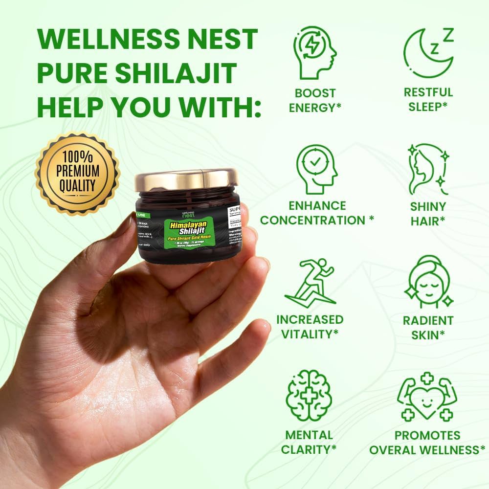 Wellness Nest Shilajit - Czysty Himalajski Shilajit z 70% kwasem fulwowym